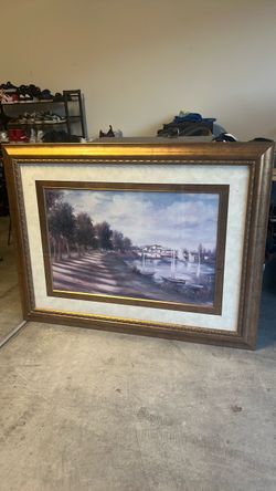 Large Framed Sailboat Landscape Wall Art