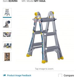WERNER Combination Ladder: 5 Configurations, Aluminum, 375 lb Load Capacity, 24 lb Wt, 7 ft to 11 ft