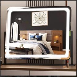 Hasipu Vanity Mirror with Lights, 24.2" × 20" LED Make up Mirror, Light up Mirror , Smart Touch 3 Colors Dimmable, Brightness Ad