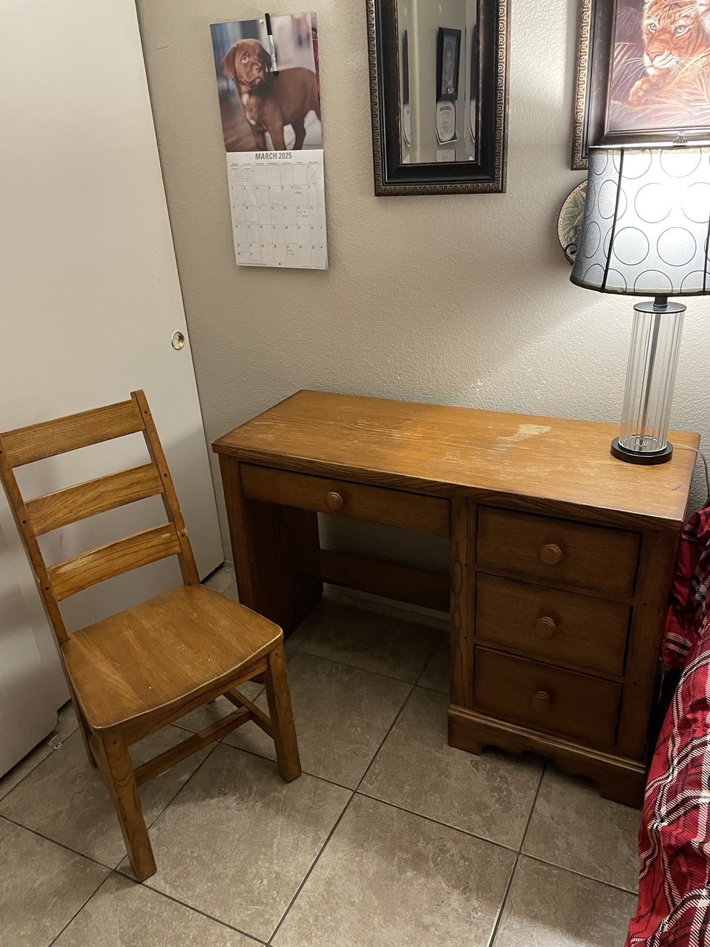 Brown Wood Desk And Dresser