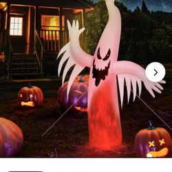 8.5 ft Fire Ghost Yard with Internal Flame Light for Spooky Lawn Halloween Inflatable Decoration