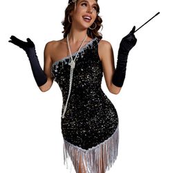 Women's 1920s Gatsby Flapper Dress Sequin Halloween Costume Party Dress