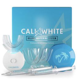 Cali White Vegan Teeth WHITENING KIT with LED Light, Made in USA, Natural & Organic Peroxide Gel, Professional Dental Whitener, Best Home HISMILE Sys