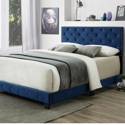 Brand New Queen Size Blue Bed Frame With New Mattress/Fast Delivery 