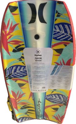 One Hurley Phantom Bodyboard 42.5 in Red Tropical Design with Coil Leash