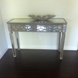 Mirrored Console Accent Table ,Gold Brown