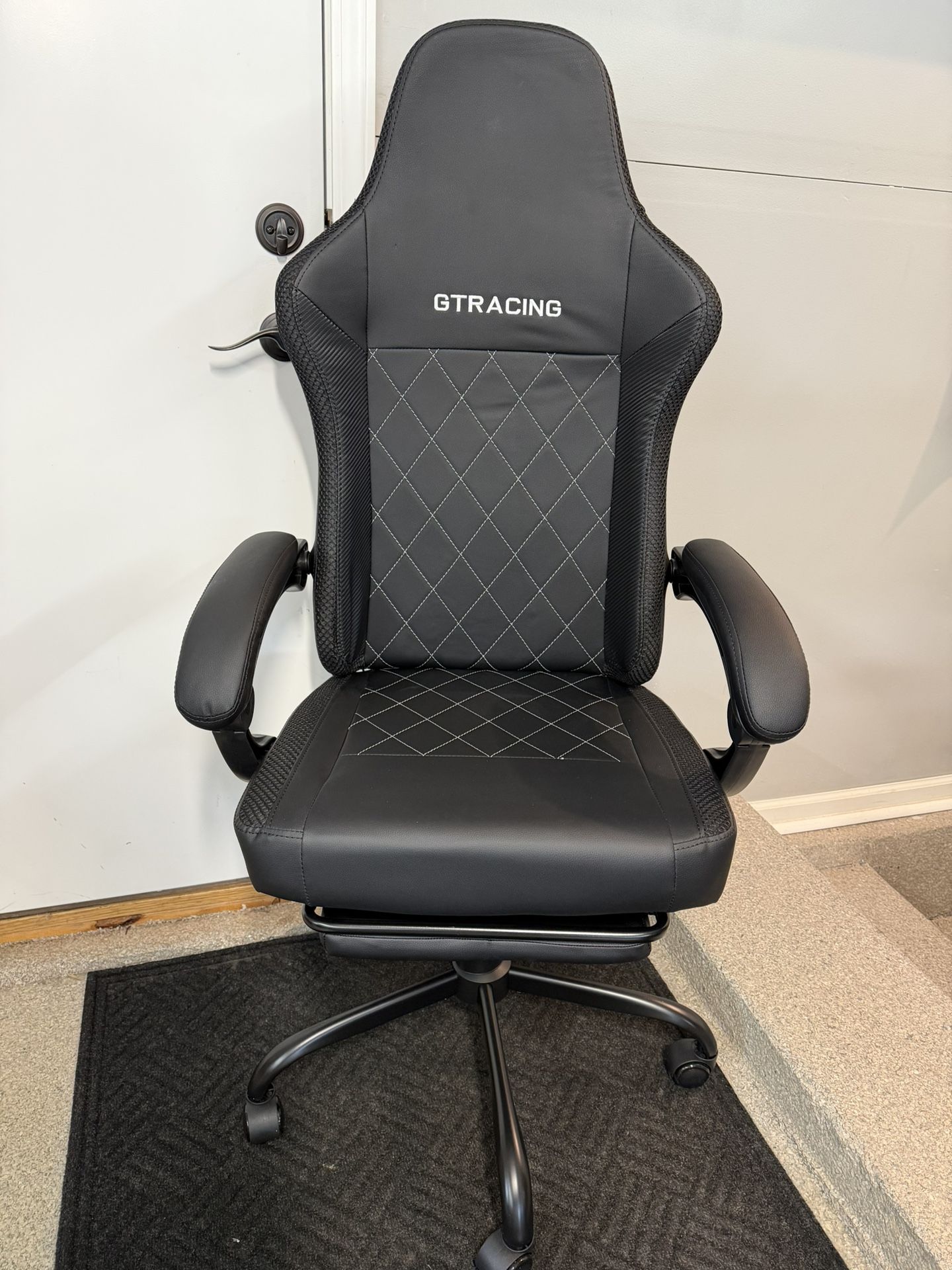 Brand New Black Tall Back Reclining Gaming Chair w/LED Lights, Slide Out Footrest & Massaging Lumbar