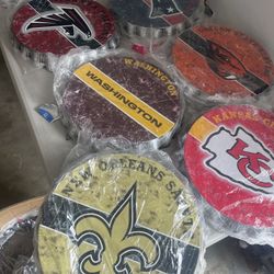 Large Metal Bottle Cap Sports Signs Lot 