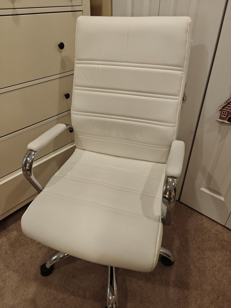 White Office Desk Chair Faux Leather.