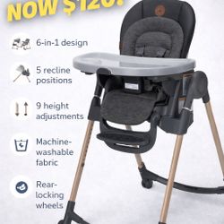 Maxi-Cosi 6-in-1 Minla High Chair – Essential Graphite | Like New | $120 