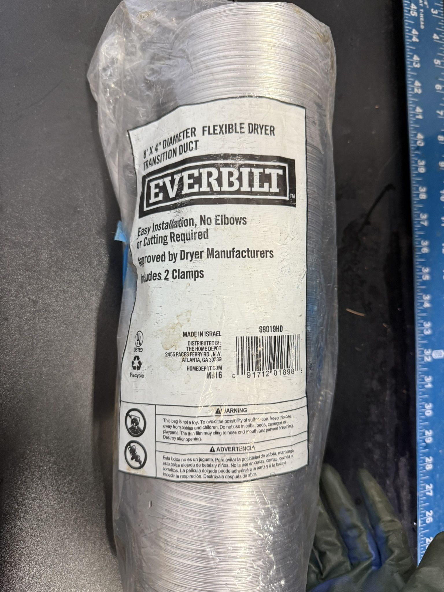 8'X 4" DIAMETER FLEXIBLE DRYER DUCT