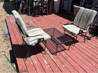 Vintage Woodard Wrought Iron Patio Set: Table & 2 Chairs