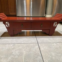 Red Asian Style Wall Shelf (with 2 drawers)