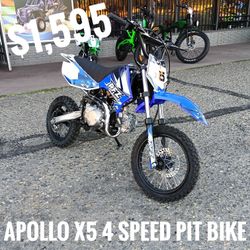 Apollo x5 4 speed dirt bike $1,595 cash price plus taxes and fees