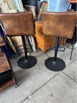 Brown Faux Leather Bar Stool