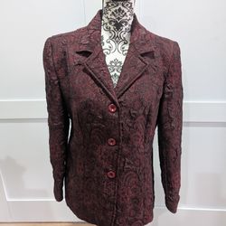 Coldwater Creek Burgundy Red Lined Blazer PM.