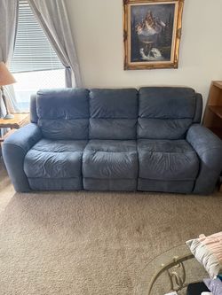 Two Blue Reclining Sofas