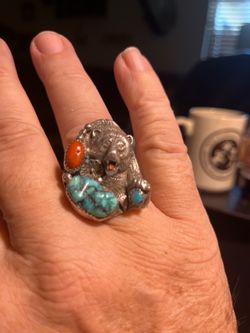 Large Sterling Bear Ring