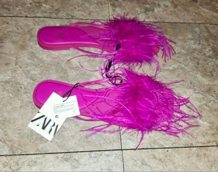 Zara feathered sandals new