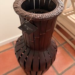 Vintage Bombay Company Wooden Floor Vase / Planter – Unique Boho Decor