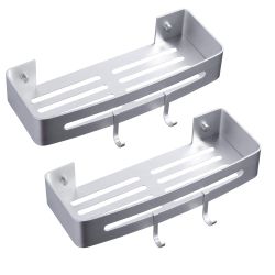 Stainless Steel Rectangular Bathroom Shower Shelves in Brushed Nickel 2-Pieces 5 in. W x 2 in. H x 13 in. D 
