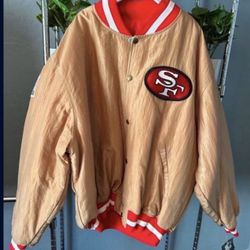 VINTAGE MADE IN USA 80's STARTER San Francisco 49ers SATIN JACKET IN SIZE XL