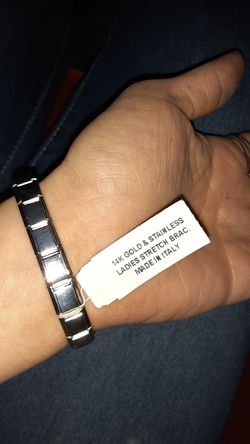 14k and stainless steel stretch bracelet