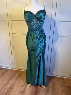Beautiful emerald, green dress corset