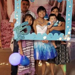 Puffy Dress Blue And White 