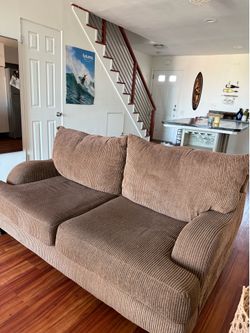 Brown Corduroy Couch and Love Seat