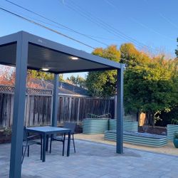 Automatic Solar Pergolas For Shade ! W/ LED Lights And Fan