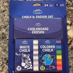 24 Chalk Sticks + Chalk Eraser Set for kids!!