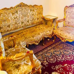 Gold Sofa Set – 3 Seater – For Sale Clean and stylish 3-seater sofa set. Selling because we are moving. Still in great condition and very comfortable.