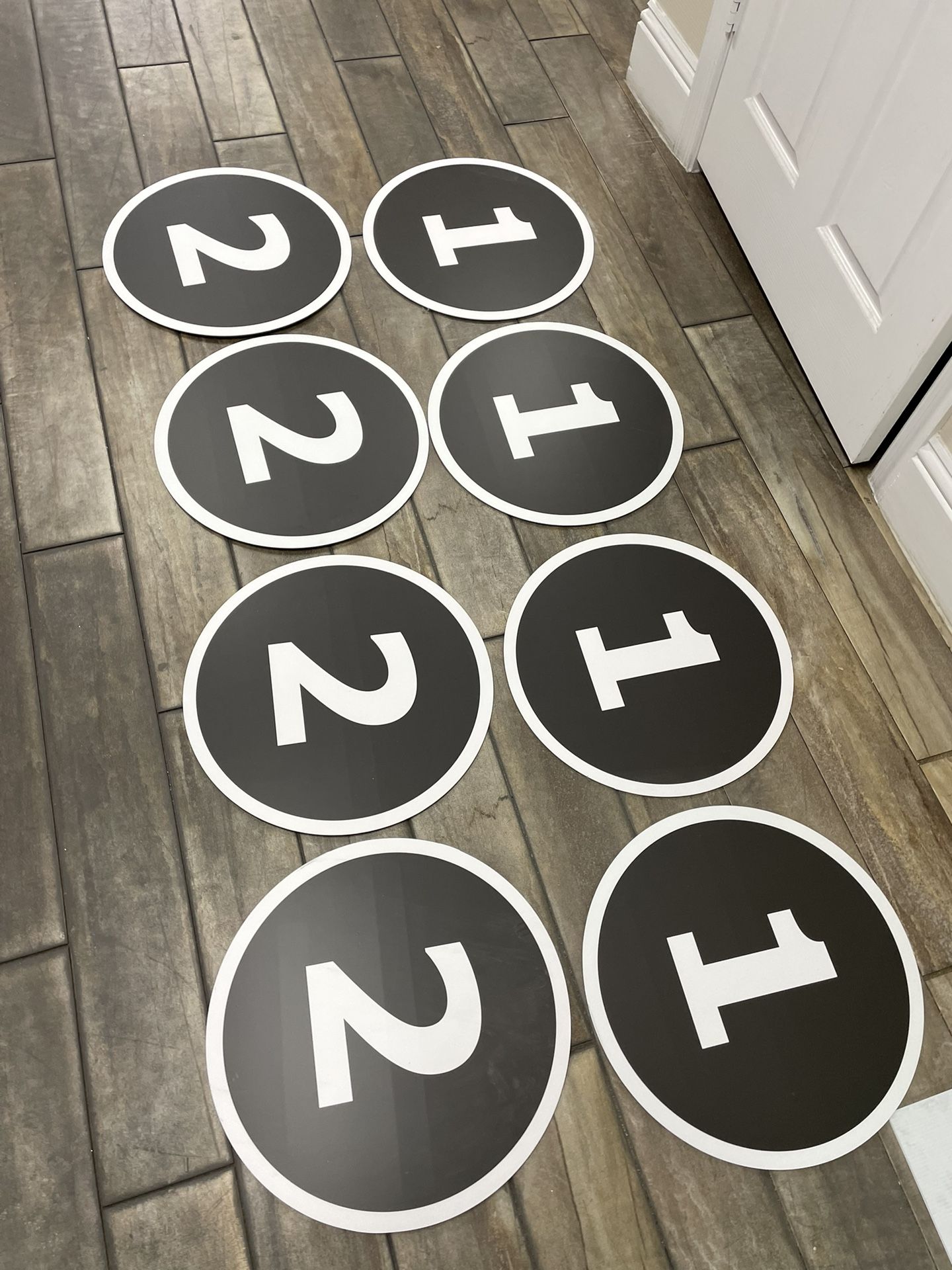 8 - Number Signs 18” Circles 4-1’s,4-2’s