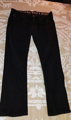 FIRM IN MERCED‼️SIZE 34X30  TRITON SLIM STRAIGHT Rock Revival Black Denim Jeans