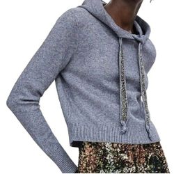 Zara Gray Hodded Sweatshirt With Beaded Strings