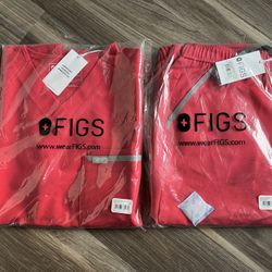 Neon Red Figs Scrubs