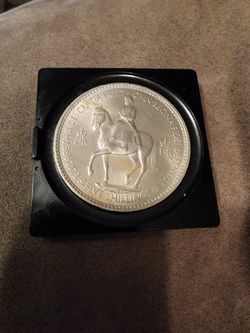 1953 UK Great Britain QUEEN ELIZABETH II on HORSE Old 5 Shillings Coin