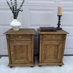 Set of 2 Freshly Refinished Vintage Solid Pine Nightstands