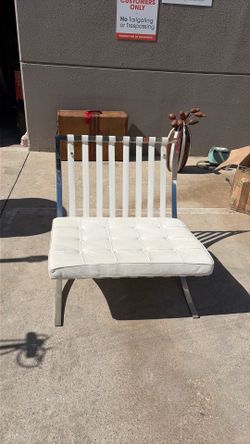 Vintage white, leather, silver chrome Victoria’s Secret couch