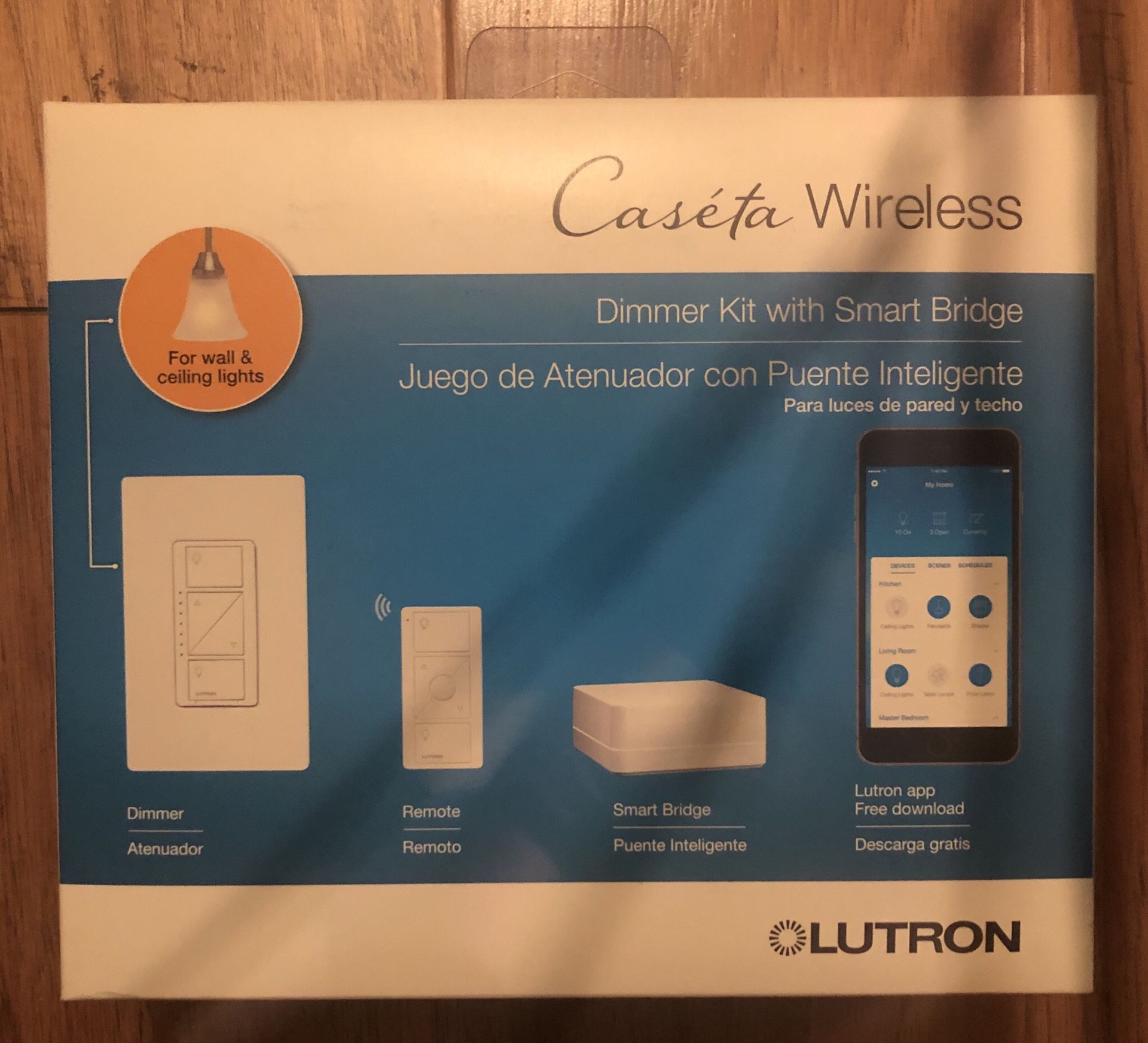 Lutron Caseta Wireless Dimmer Kit With Smart Bridge. For Wall & Ceiling. White.