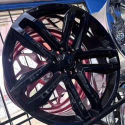 24s Gloss Black Wheel Tires New 6lug Chevy 