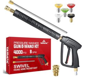 YAMATIC Pressure Washer Gun Wand With Swivel 3/8" Plug & M22 Coupler, Stainless Steel Extension Lance Replacement For Ryobi, Simpson, Craftsman Power 