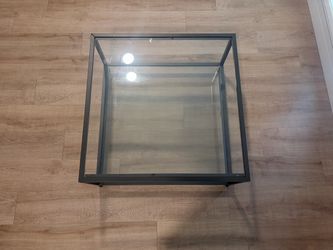 Square Glass Top Coffee Table Black Metal Frame