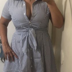 ForEver21 Dress /Vestido Azul Y Blanco