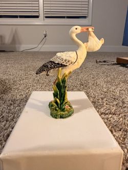 Bejeweled Stork with Baby Figurine – New in Box – Baby Shower Gift