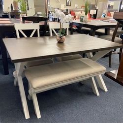Clearance 4 Pc White / Brown Dining Set 