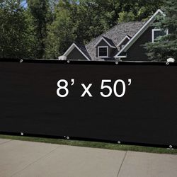 FENCE SCREEN 8’x50' Privacy Screen  with ZIP TIES - BLACK 