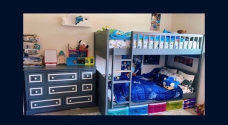 Gray Wood Twin over Twin Bunk Bed