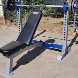 Incline/Decline Bench/Rack Combo+Bar+80 lbs